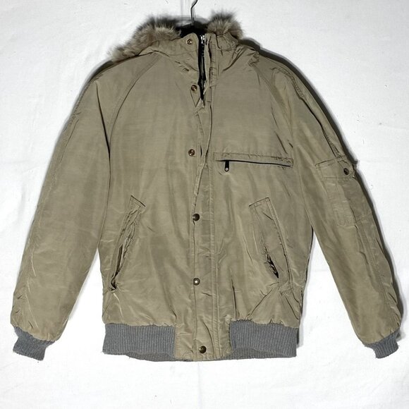 Vintage Eddie Bauer Tan Down Filled Bomber Jacket S - Picture 1 of 16